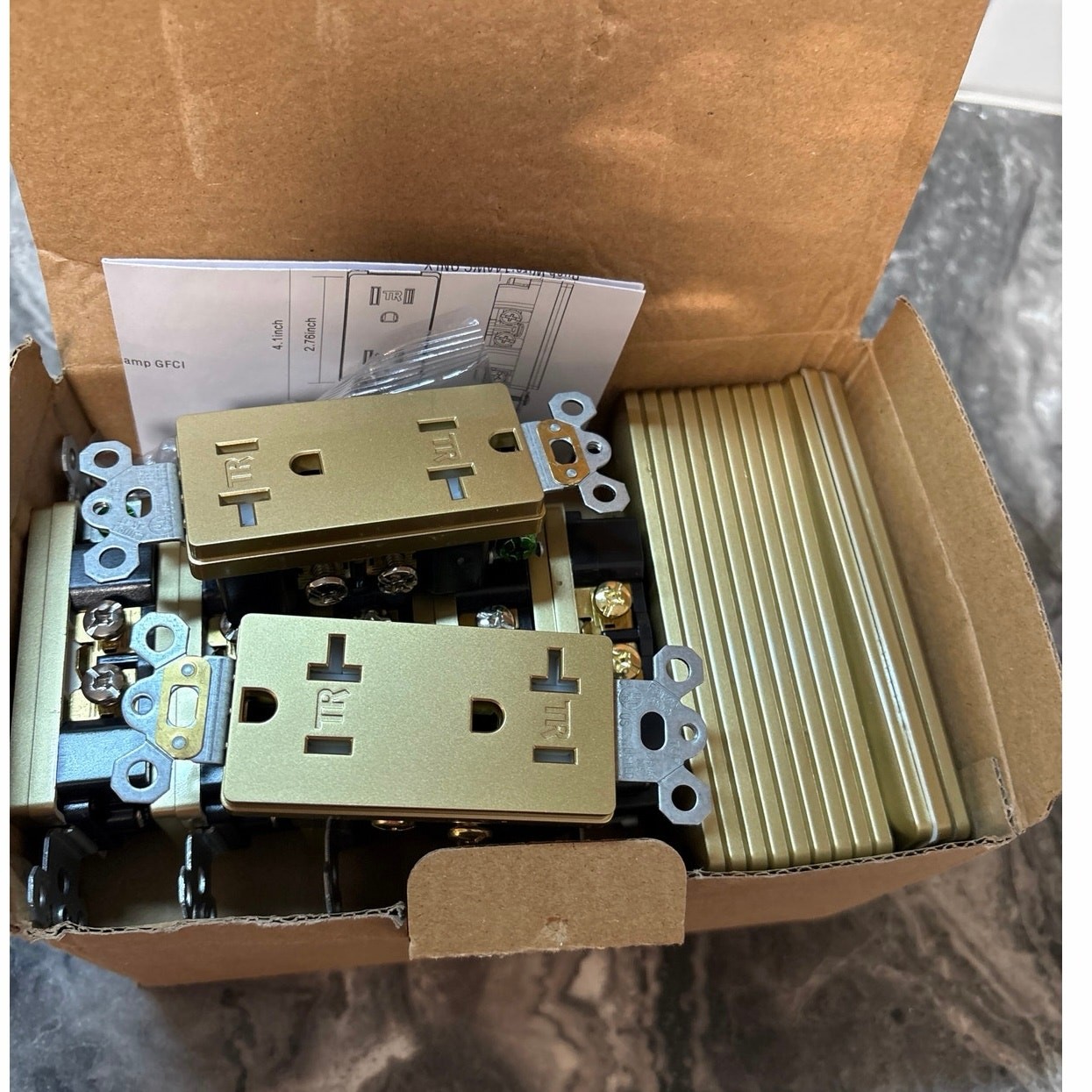 New Set 12 Gold Outlet Replacement 20A Decorator Receptacle Standard Outlet 125V