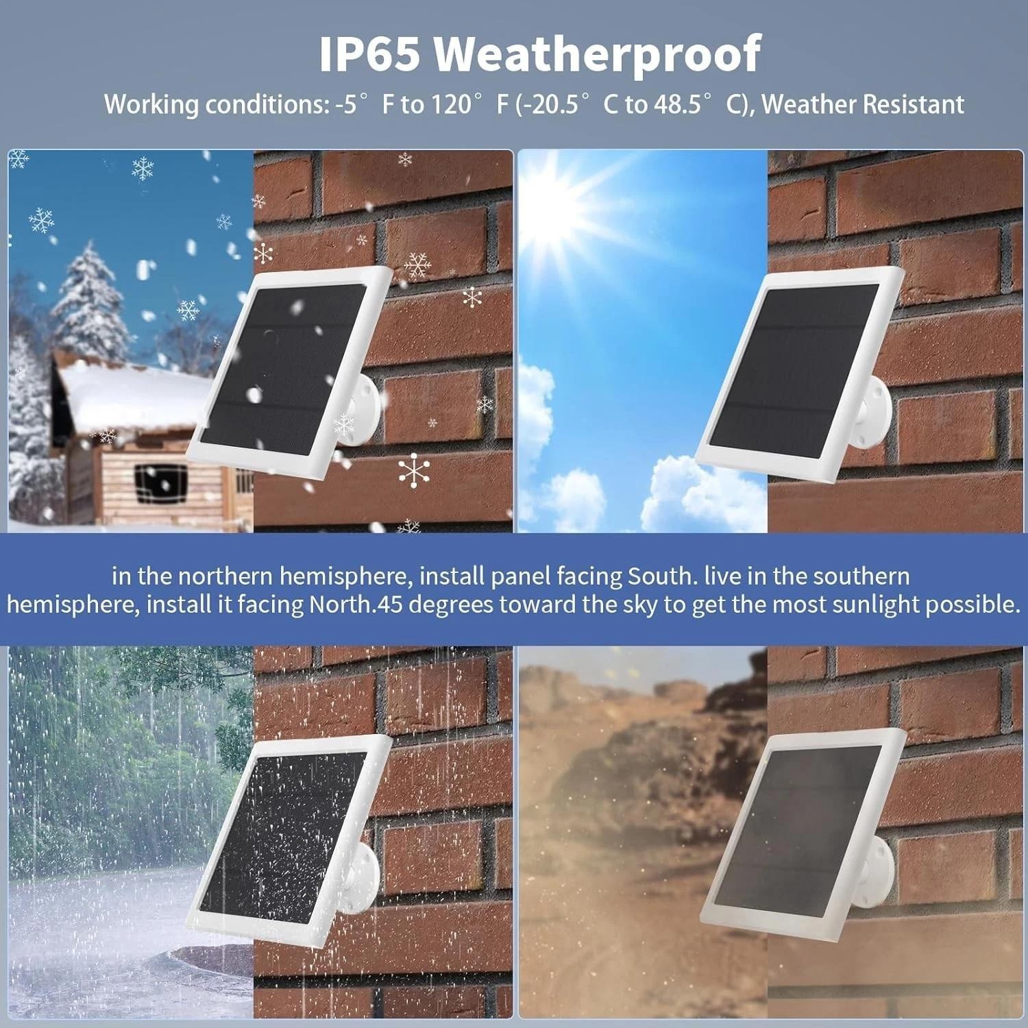 Solar Panel for Ring Camera(2nd Generation) Dustproof Waterproof 5w Solar Panel