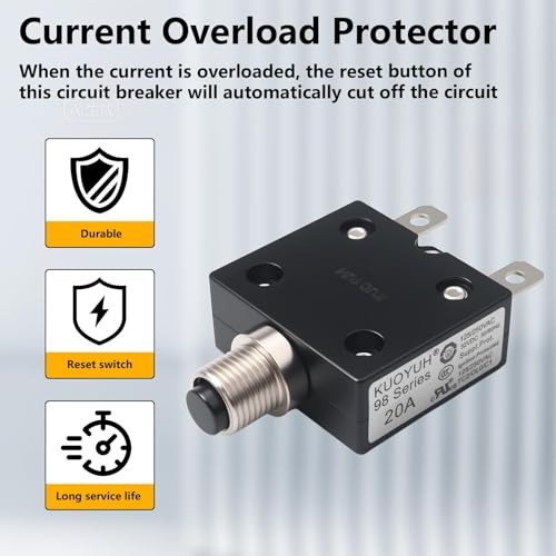 Thermal Circuit Breaker 20 Amps, Push Button Manual Reset Circuit Breakers
