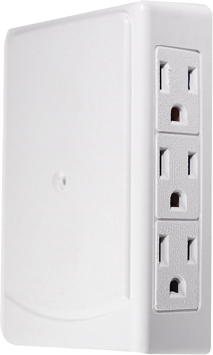 6-Outlet Side Mount Wall Tap Adapter, White – Unique Space-Saving Design, Heavy