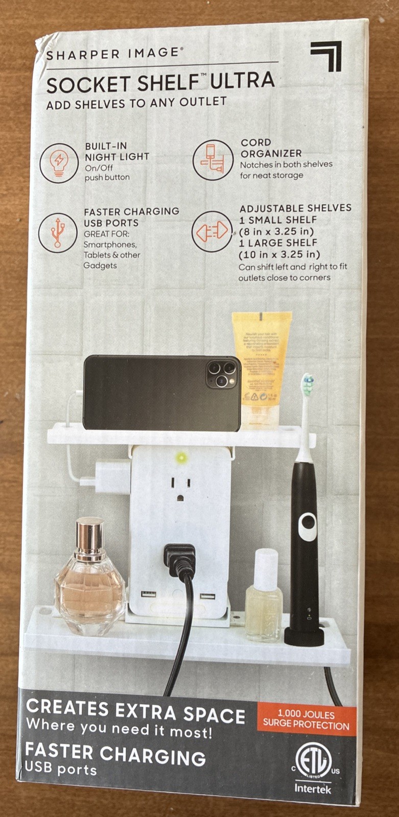 Sharper Image Socket Shelf Ultra White All Star As Seen On TV NEW