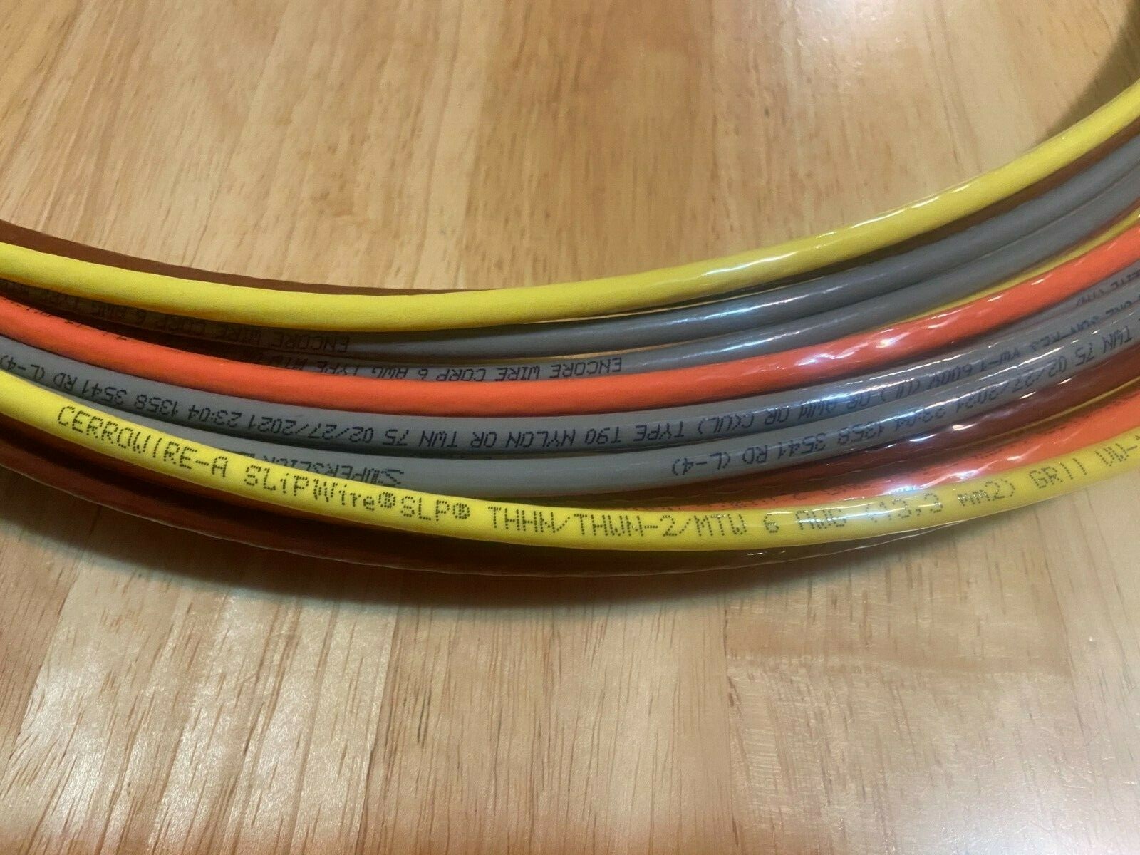 25′ #6 each ALL 6 AWG GAUGE Brown,Orange Yellow and Grey THHN THWN COPPER WIRE