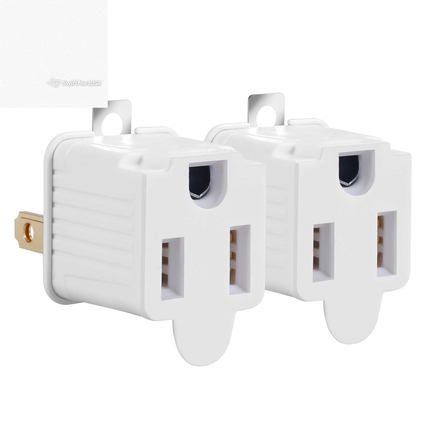 Grounded Adapter 3-Prong to 2-Prong Outlet Converter 3 Pin to 2 Pin Plug(2 Pack)