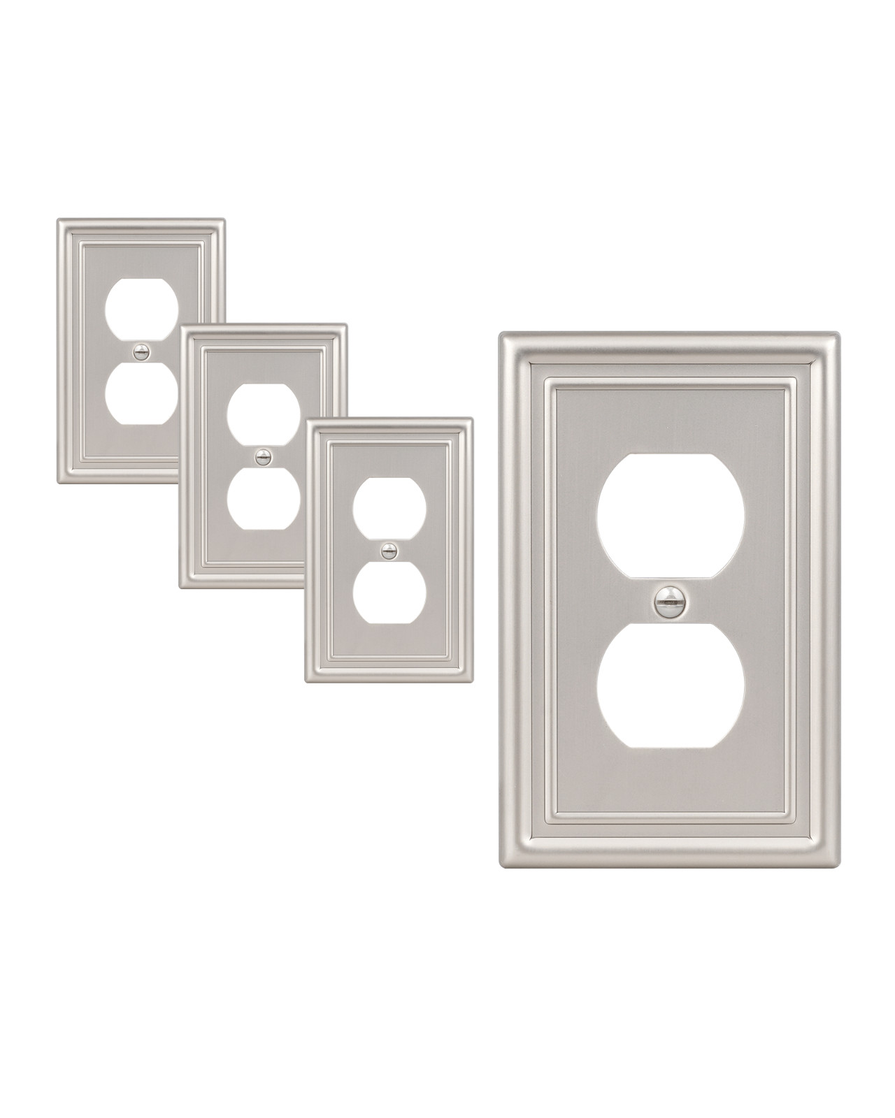 DEWENWILS 4 Pack Wall Plates for Electrical Outlets, 4.88″×3.13″ Brushed Nickel