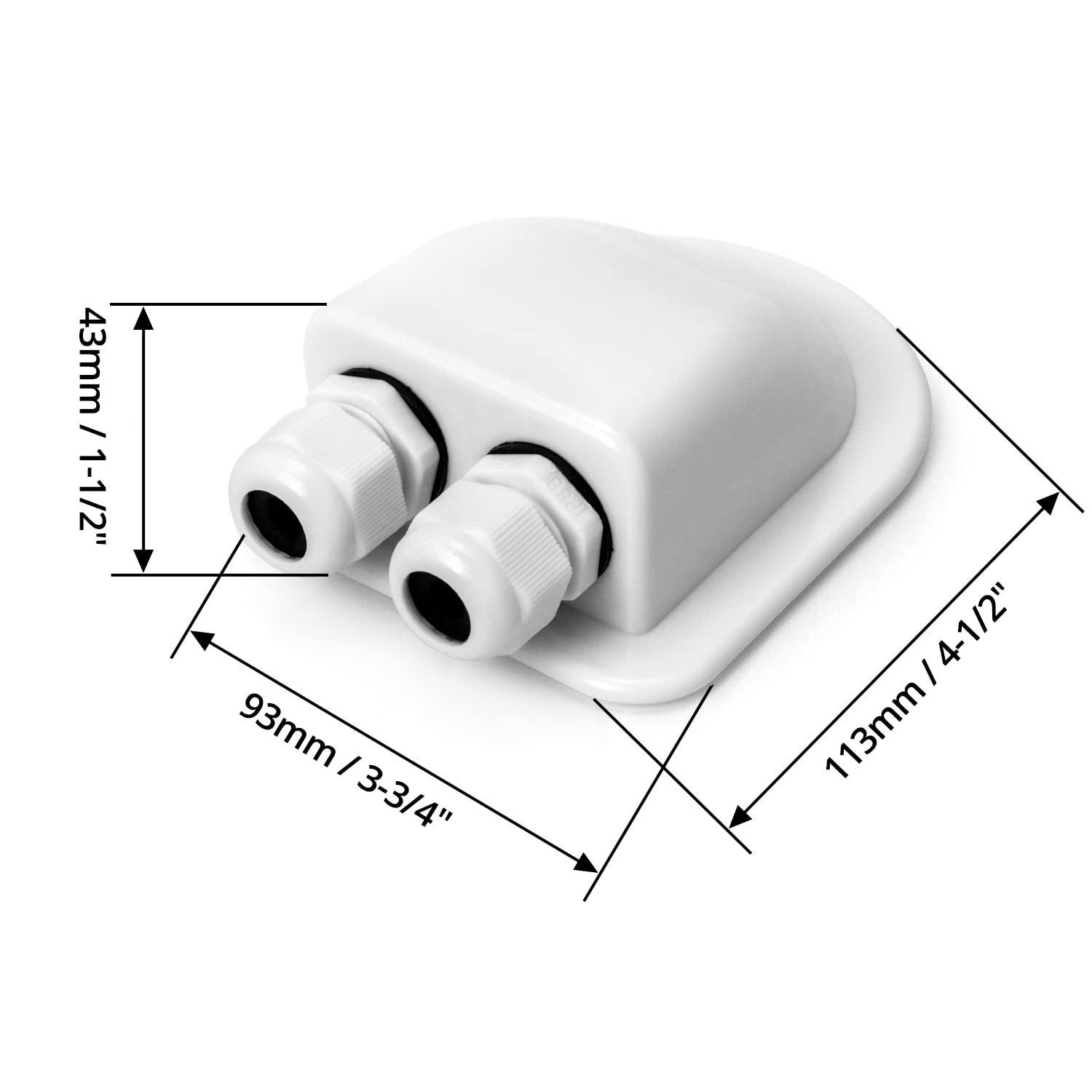 2 Pack IP68 Solar Double Cable Entry Gland for RV Caravan Marine ABS White Roofs