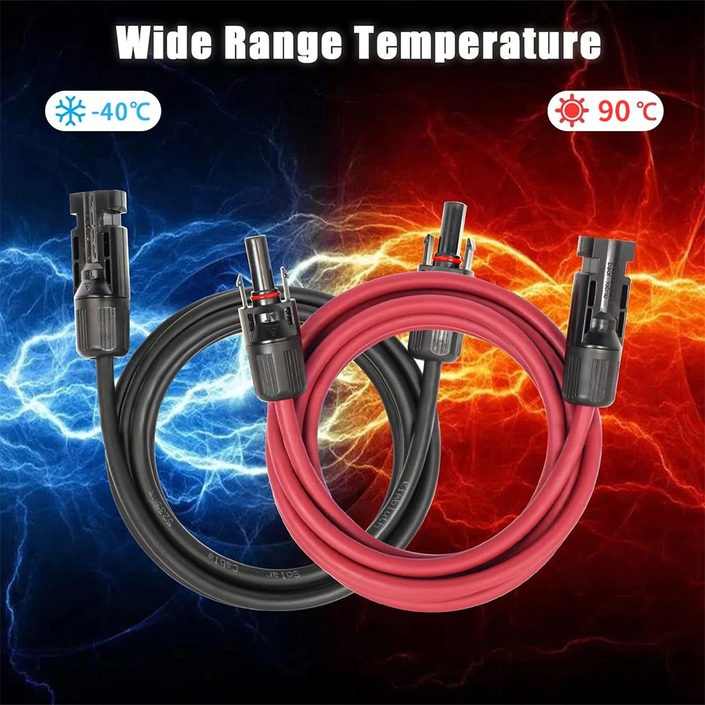 100FT 10 AWG Solar Panel Extension Cable PV Wire Solar Connectors Pair 6mm²