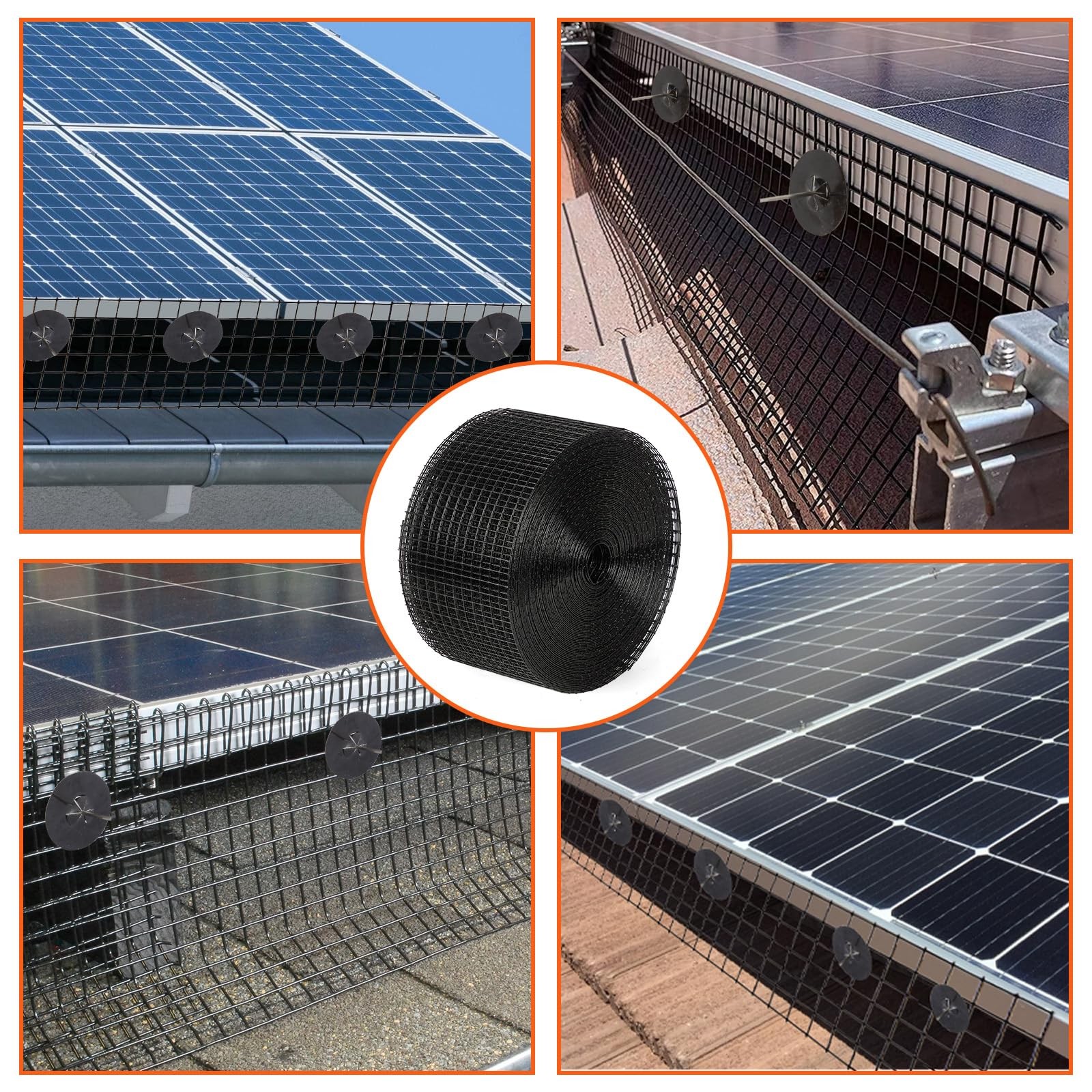 8in x 100ft Solar Panel Bird Guard ,Mesh Guard Critter Roll Kit 70pcs Tire Wires