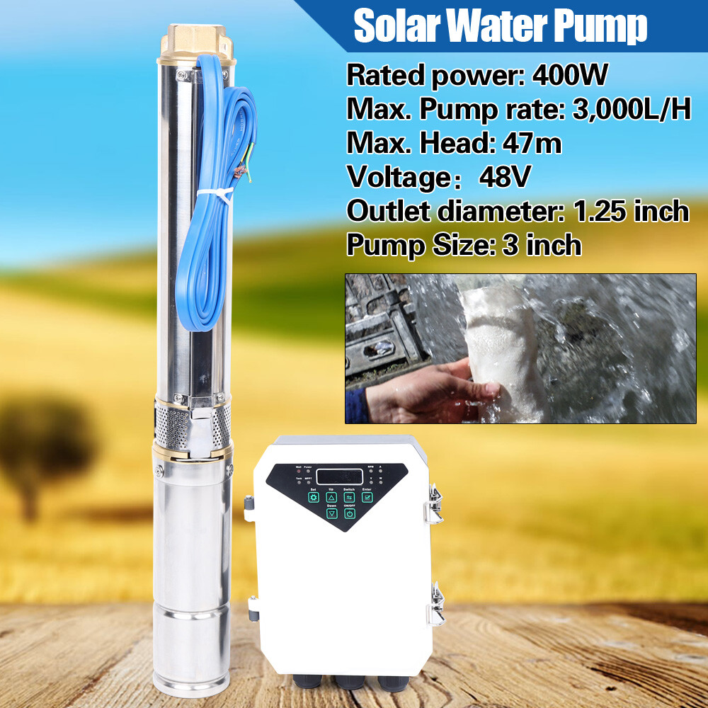 3″ DC 48V Solar Water Pump Submersible Deep Bore Well Pump & MPPT Controller