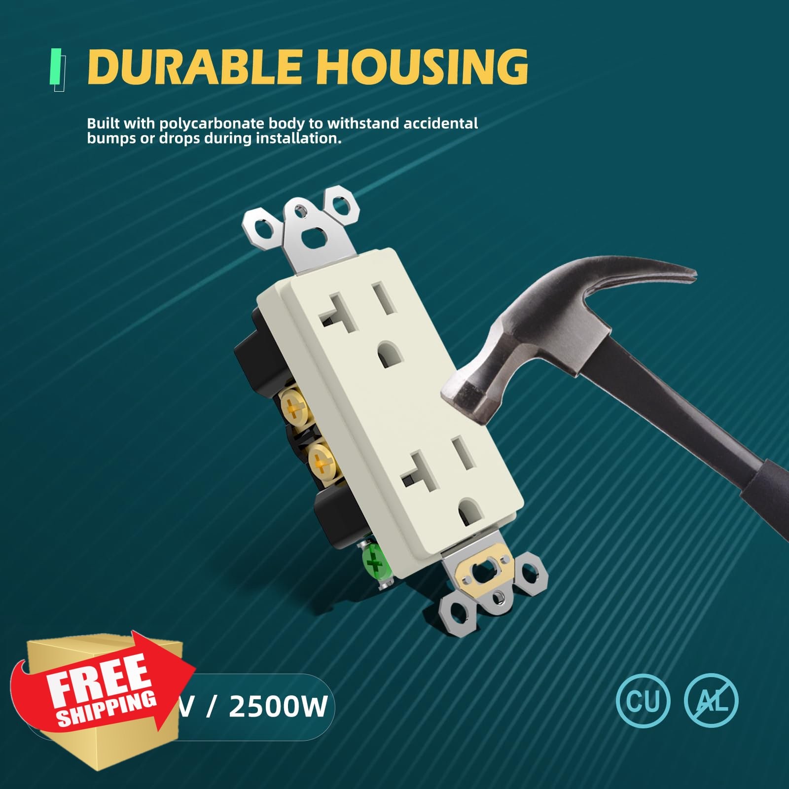 TOPELER 20 Pack Light Almond 20 Amp Outlet