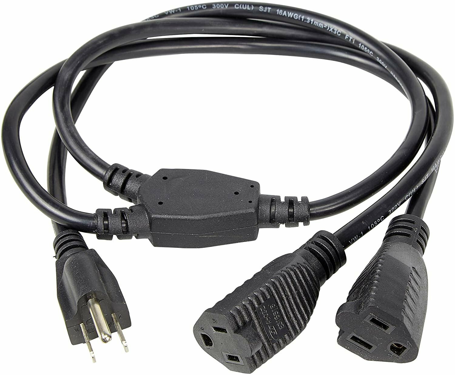 2 Way Power Splitter and 3′ Extension Cord, 1 to 2 Cable Strip by Luxury Office