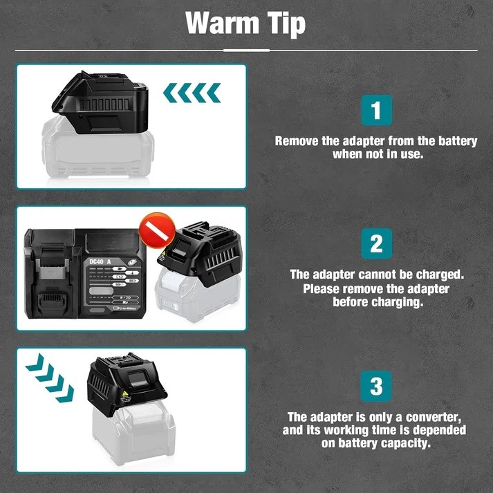 for Makita 40V to 18V Battery Adapter