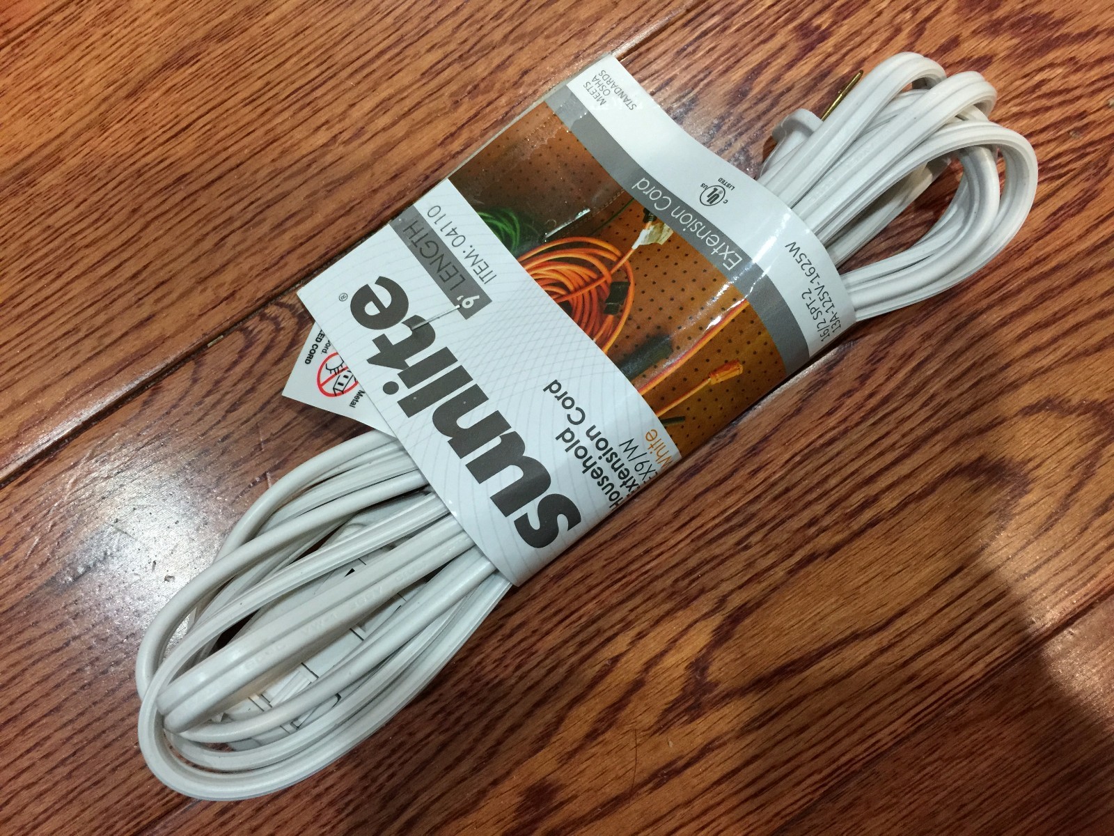 1pc NEW 9ft /12ft /15ft Extension Cord Indoor Wall Cable 12A 125V HOME WHITE