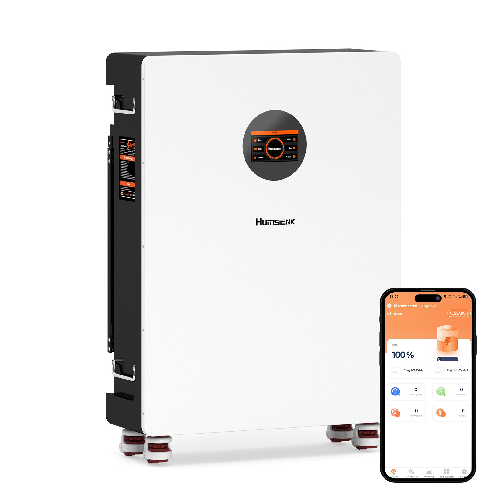 Humsienk 48V 314Ah LiFePO4 Battery Wall Mounted 200A BMS Bluetooth Home Backup