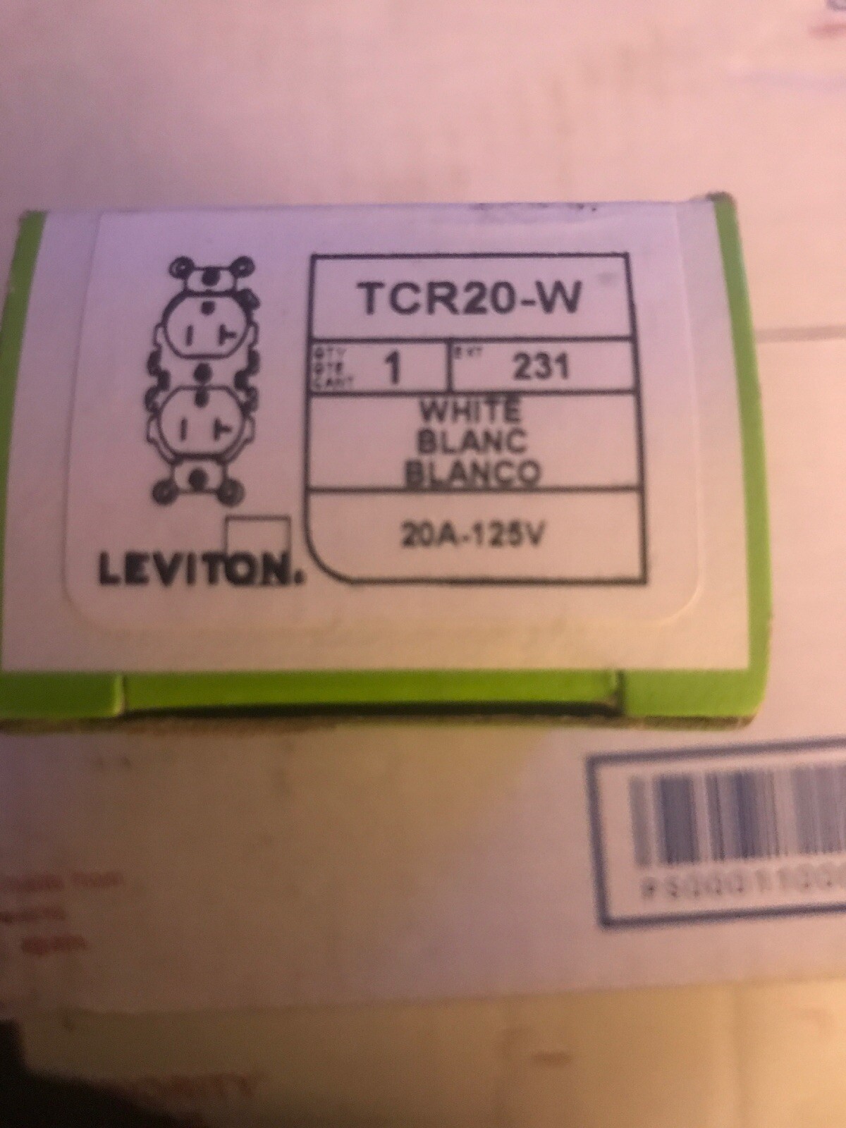 NEW-Leviton TCR20-W White Commercial Tamper Resistant Duplex Receptacle 20A 120V