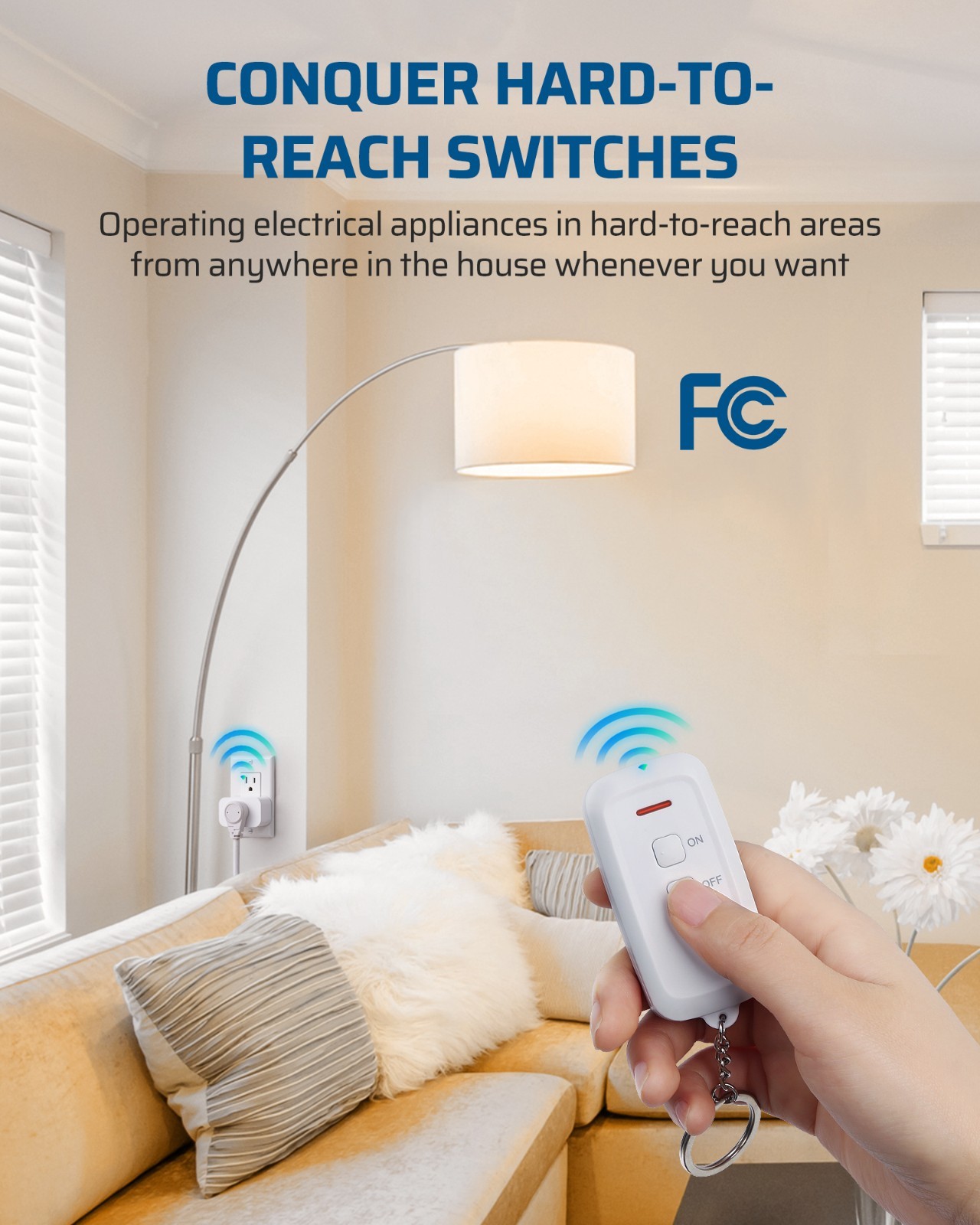DEWENWILS Remote Control Outlet, Wireless On Off Switch Plug, Indoor, White, AC