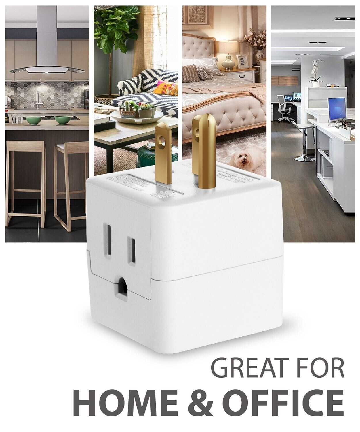 Fosmon 3 Outlet Extender Indoor Grounded AC Power Wall Tap Travel Adapter Plug