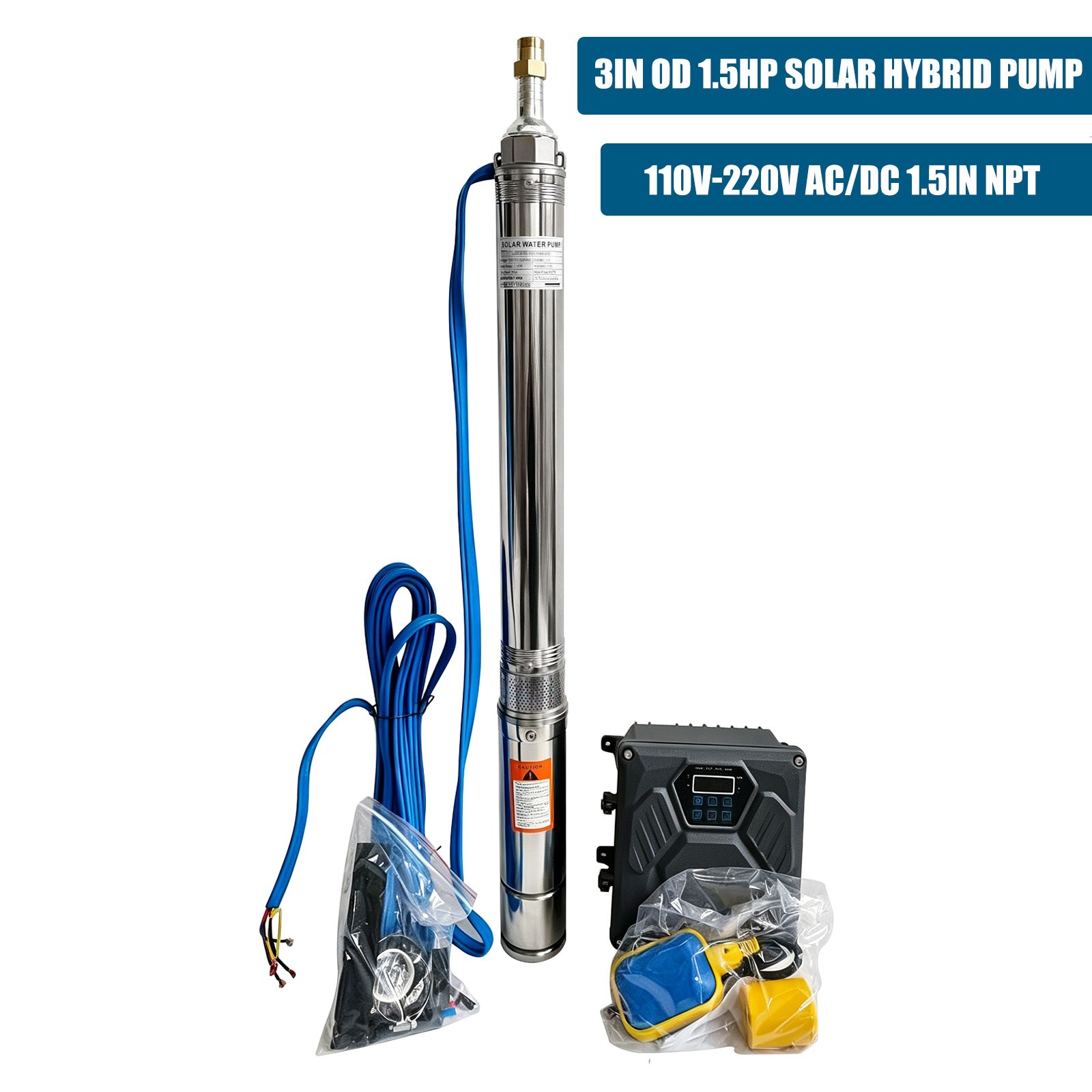 1 HP Deep Well Submersible Pump, 4″ , 115V, 37 GPM, 207 ft ,Stainless Steel US