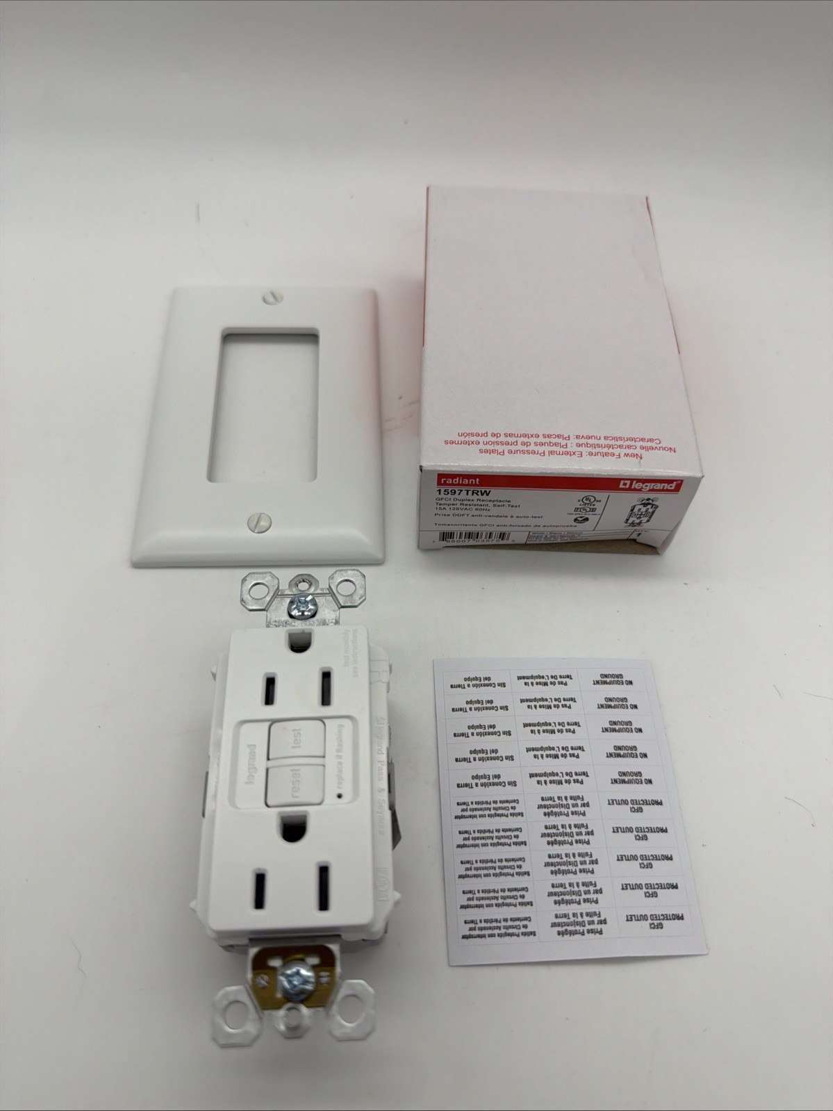 10 PCS Legrand 1597TRW 15A Tamper-Resistant Self-Test Duplex GFCI – White – NEW