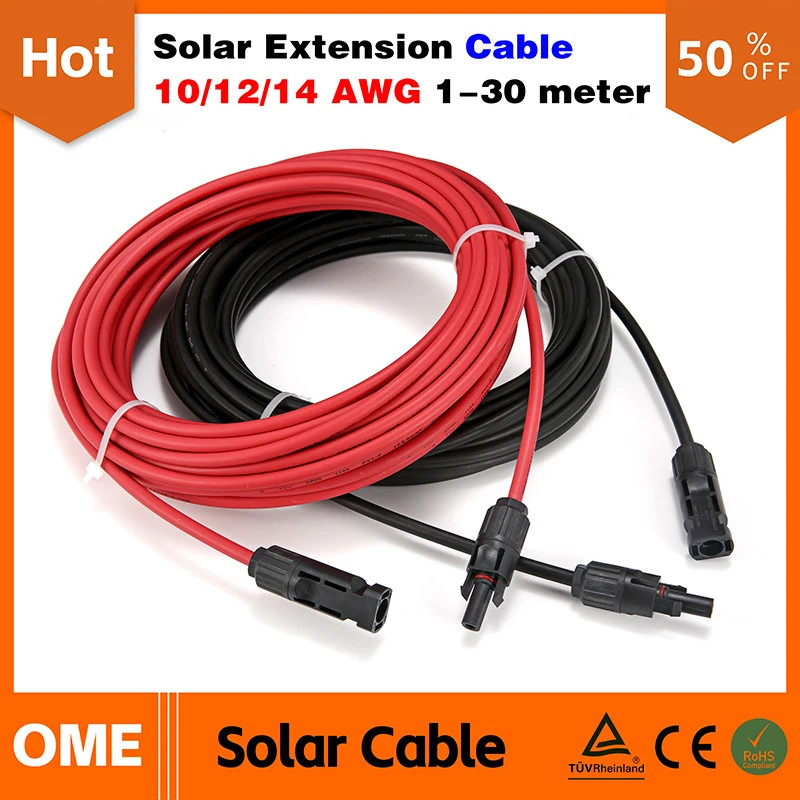 XIONGISOLAR Solar PV Cable Wire Black+Red 2.5/4/6Mm² with Male and Female Extens