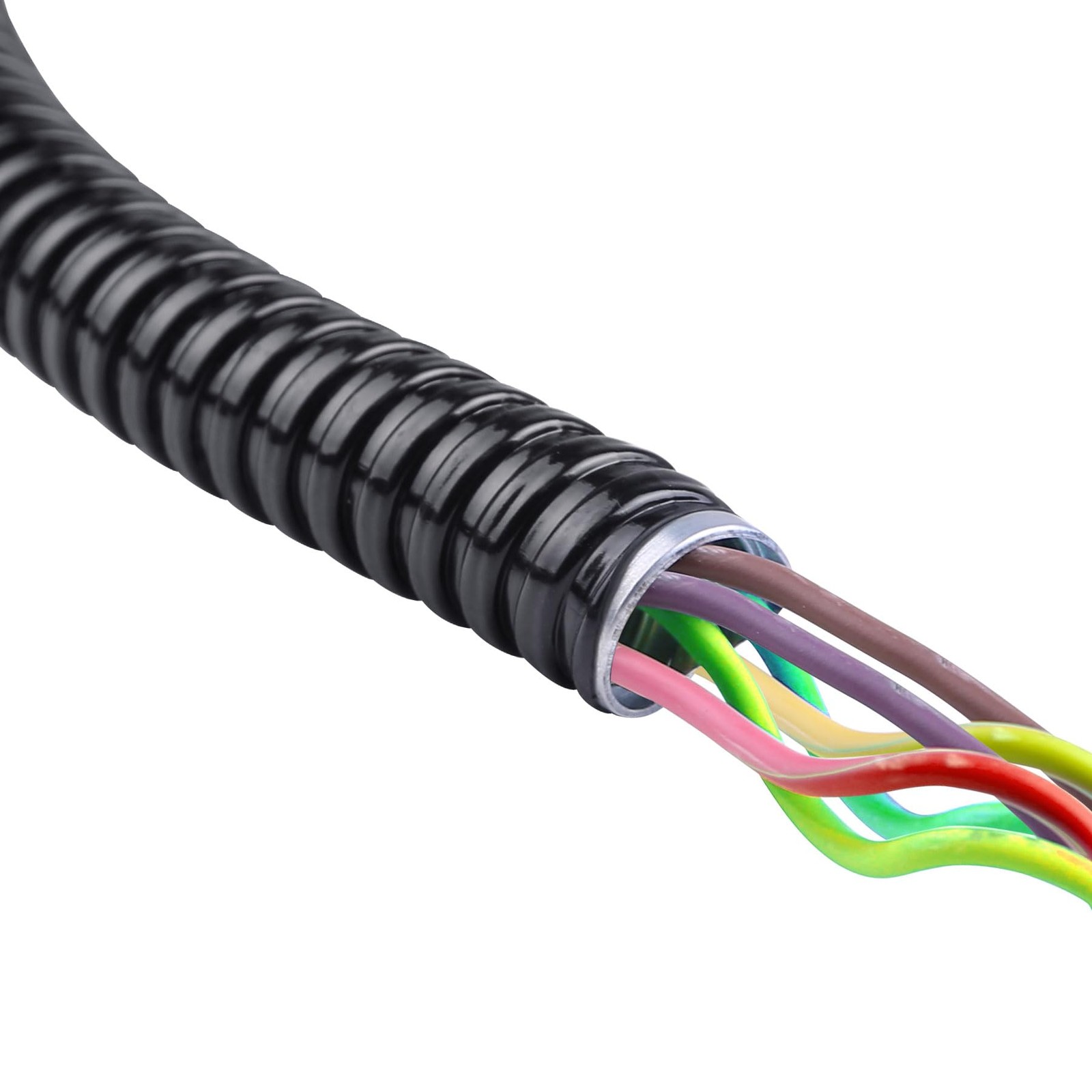 Qlvily 1/2 inch x 50 ft Flexible Electrical Conduit, PVC Coated 1/2″, Black