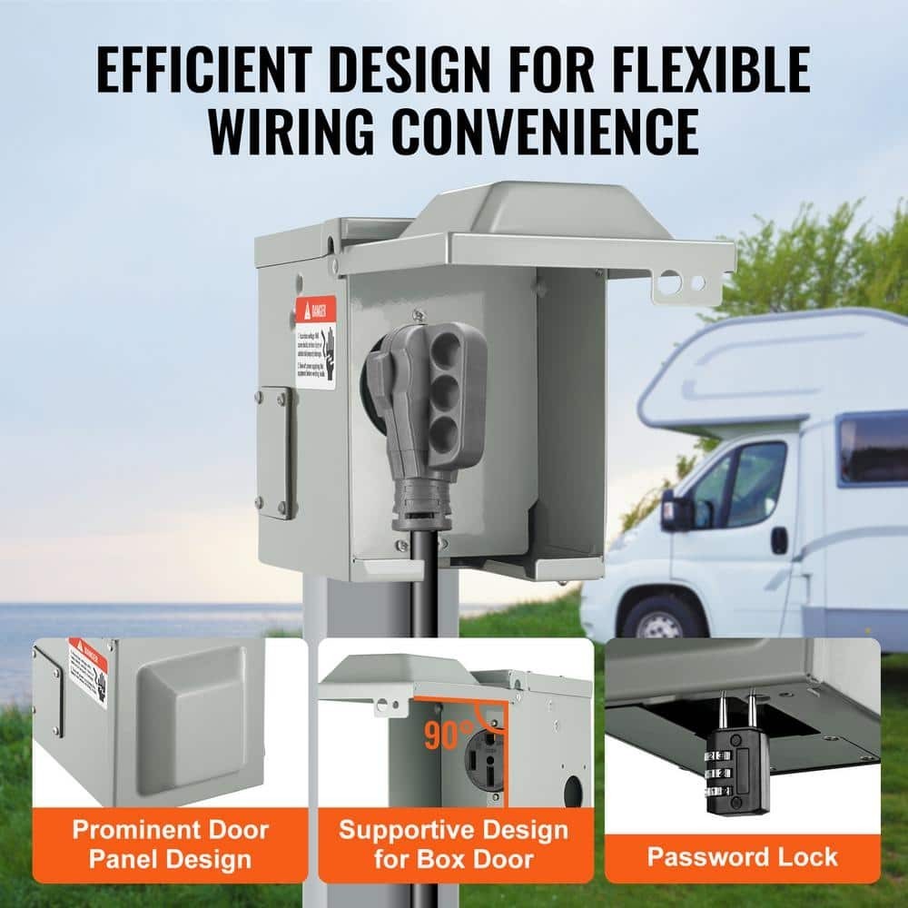 RV Power Outlet Box Indoor/Outdoor 50 Amp 125-Volt/250-Volt Receptacle Outlet