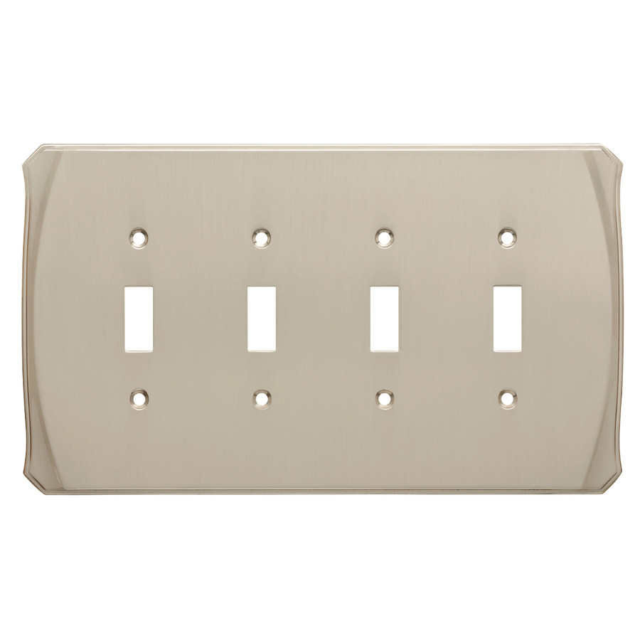 Nickel Quad Switch Plate Quad Toggle Wall Plate
