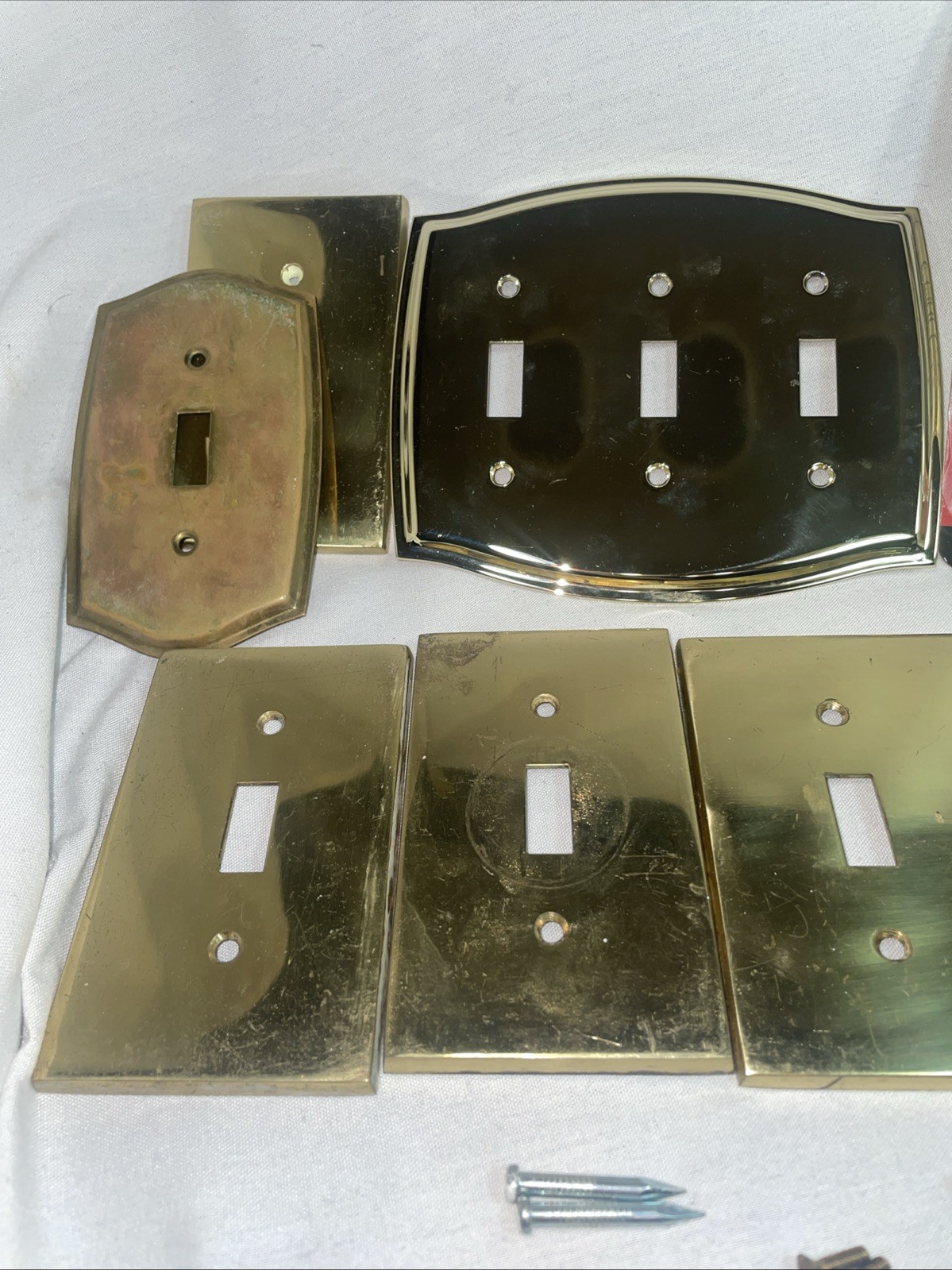 Large Lot Brass Plated Standard Wall Light Switch Plate Covers Pre Owned