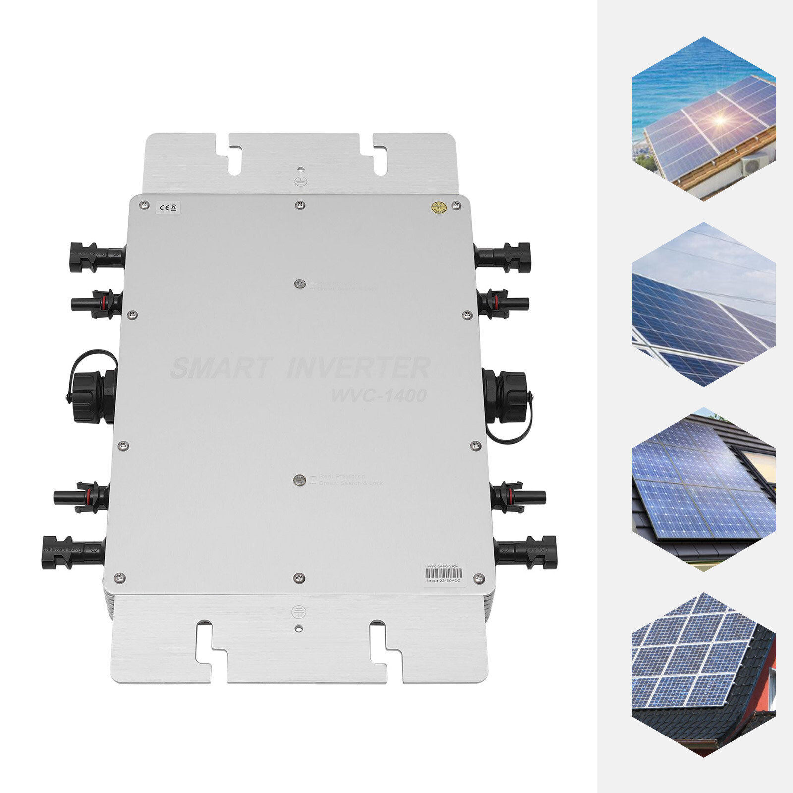 1400w Solar Micro Inverter Grid Tie Mppt Pure Sine Wave Dc To Ac 110v Waterproof