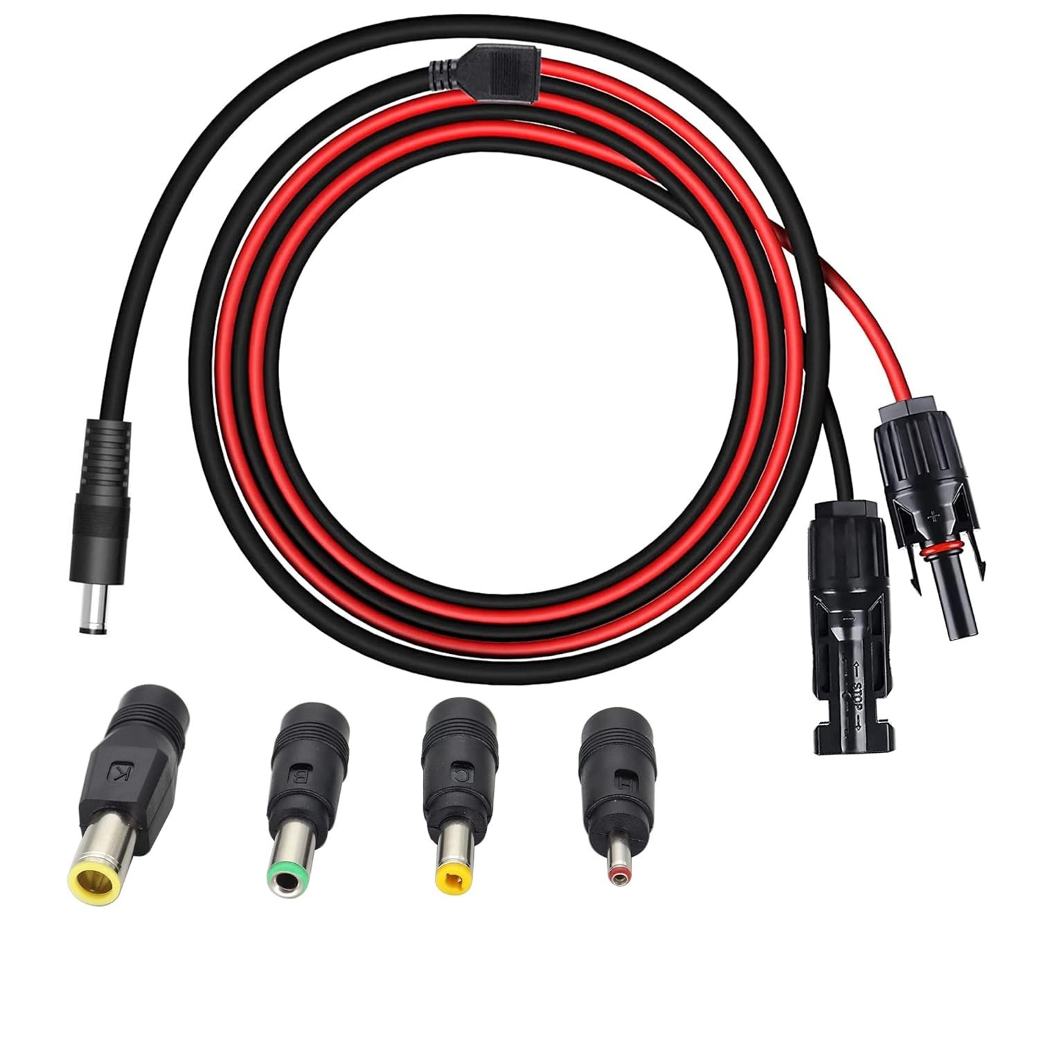 Solar Panel Adapter Cable – MC-4 to DC with Multiple Connector Tips 5.5mm x 2…