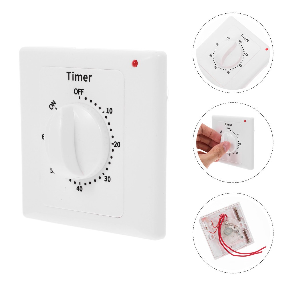 Indoor Mechanical Timer Switch for Lights with Multiple Time Settings White