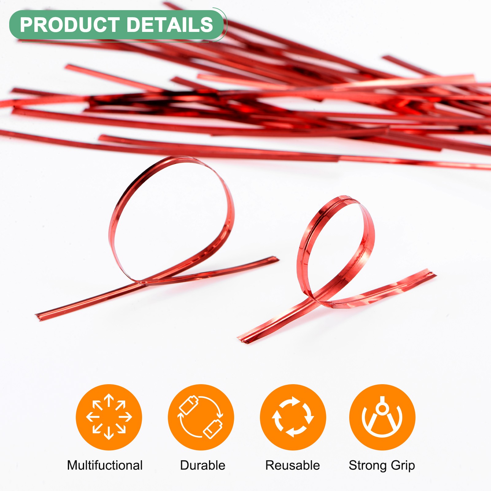 800Pack Metal Twist Ties, 12cm Metallic Twists Tie Bags Twisty-Ties Red