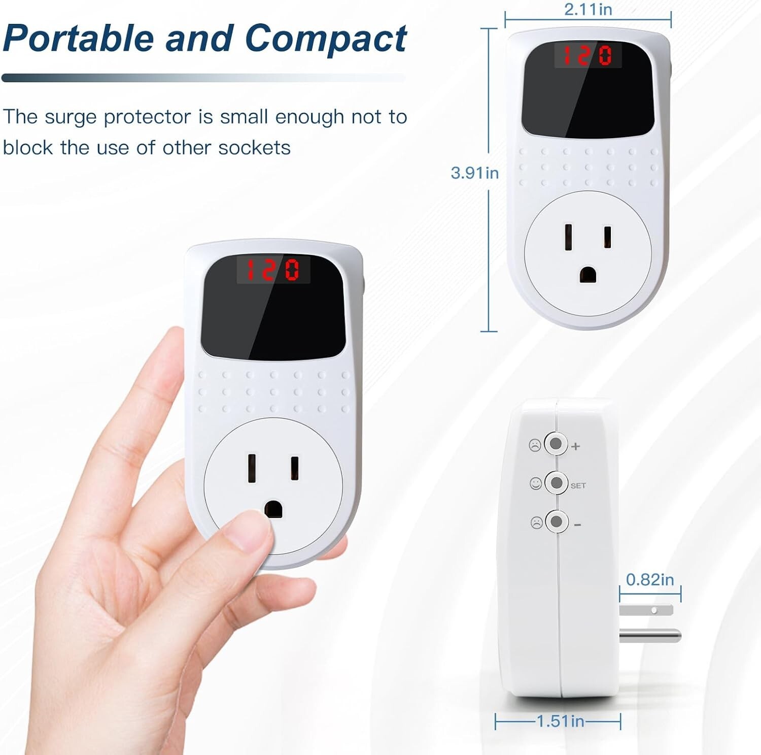 15A Voltage Regulator Surge Protector for Home Appliances, Adjustable, 2 Pack