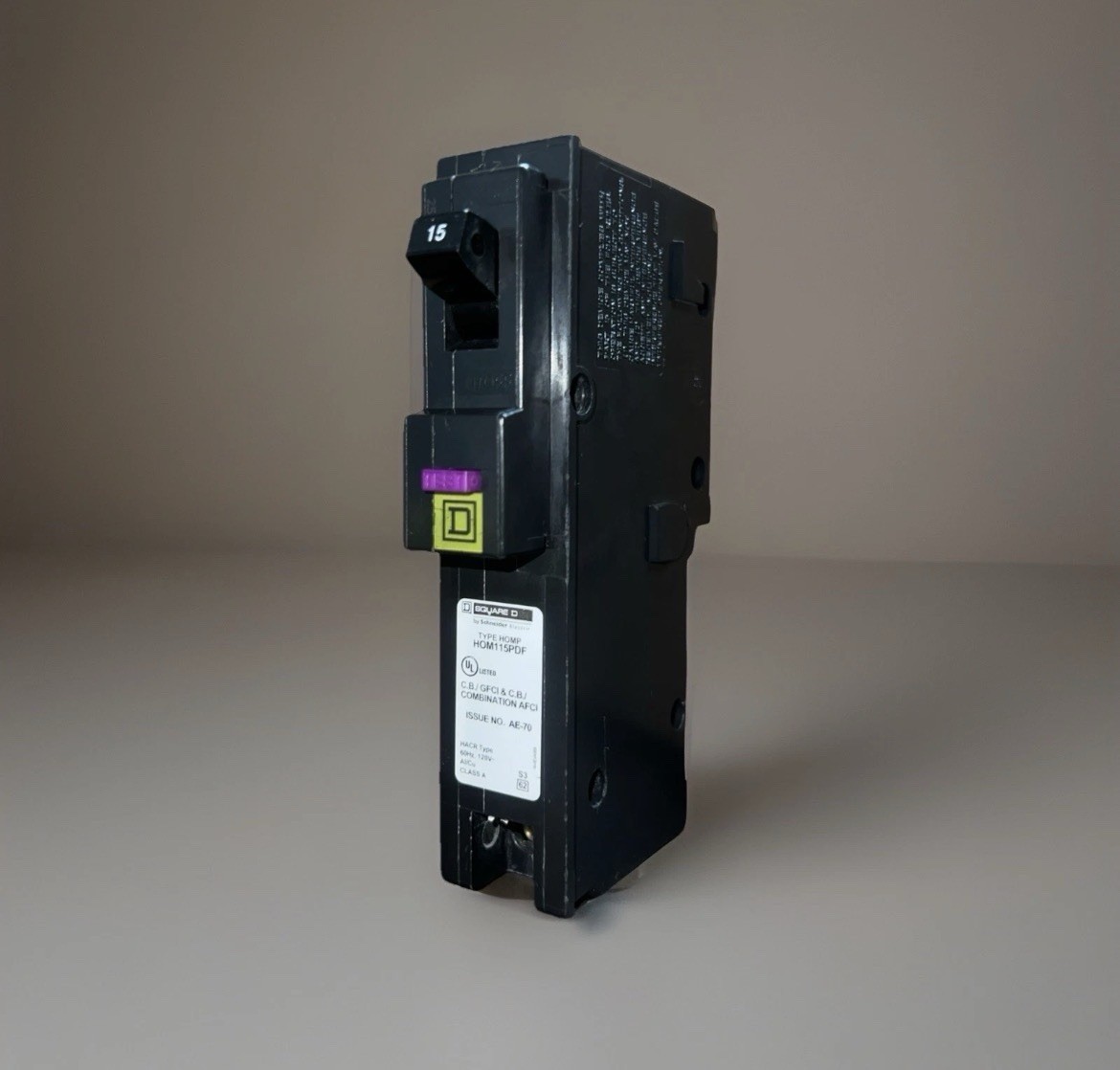 Square D HOM115PDF Homeline/15A/1P/20V~ GFCI Arc-fault Plug On Circuit Breaker