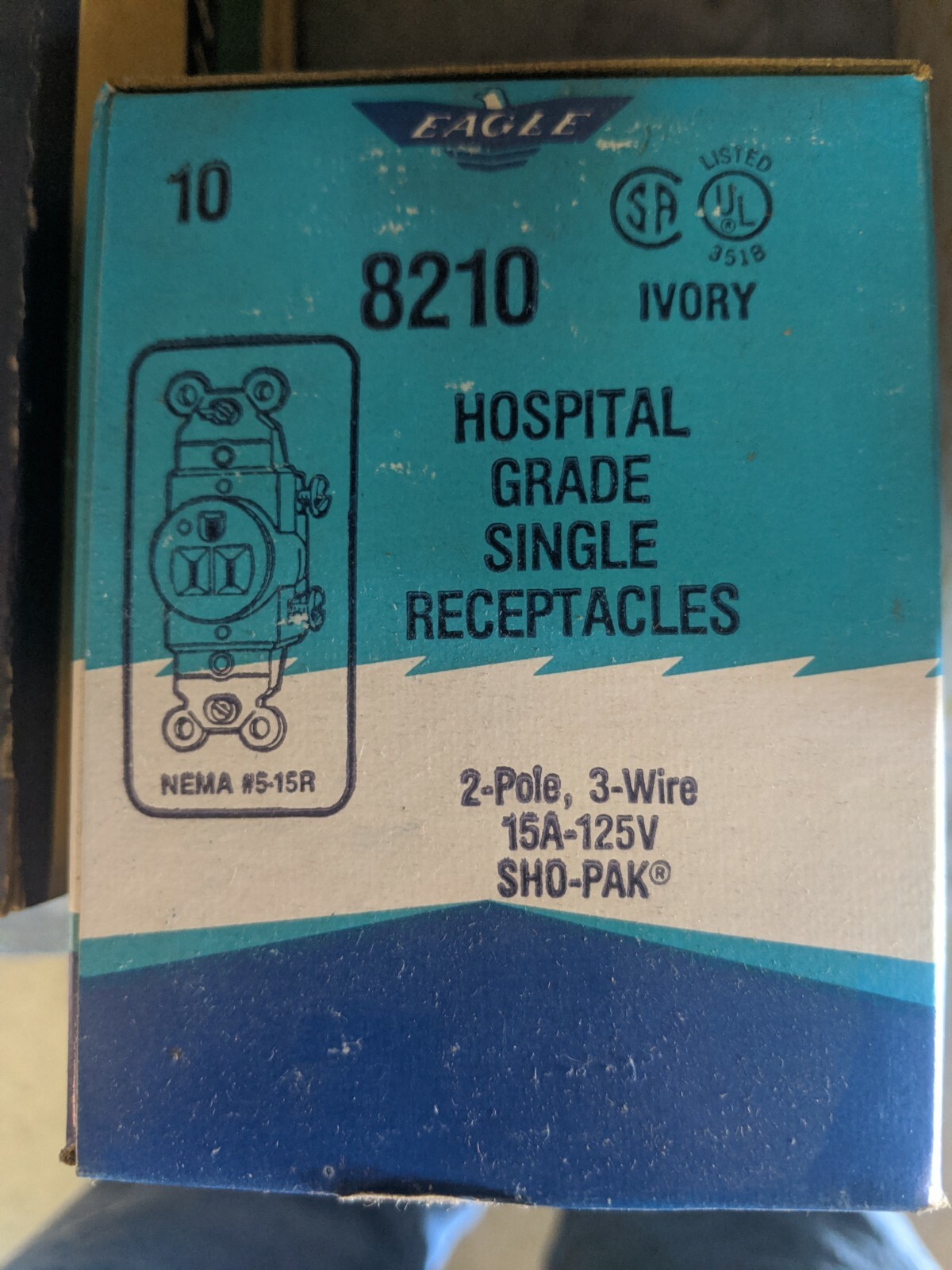 Eagle 8210 Hospital Grade Single Receptacle Ivory. New, Old Stock…