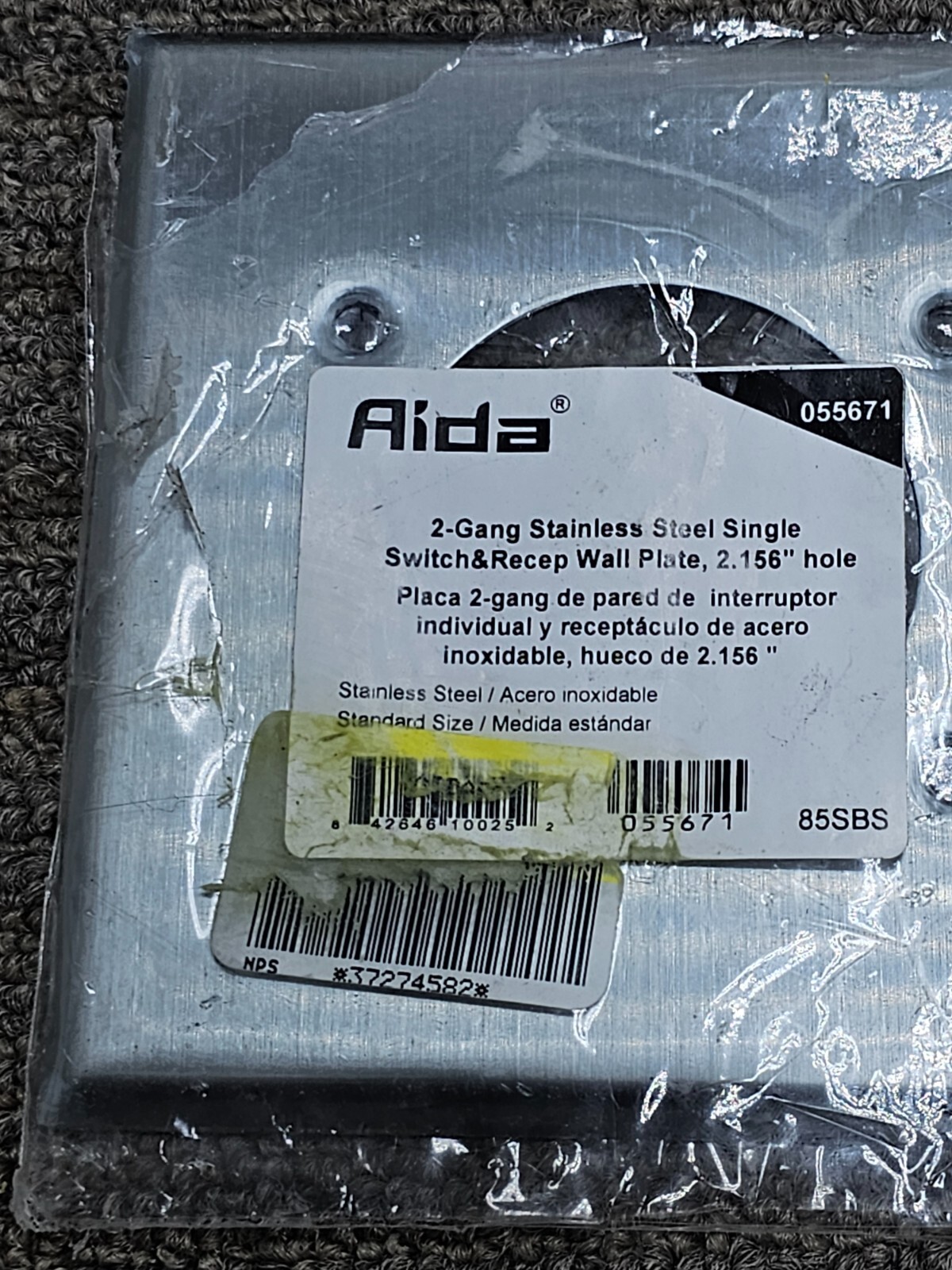 (QTY 11) Aida 2-Gang Wall Plate Single 2.16-in Hole Stainless Steel 055671