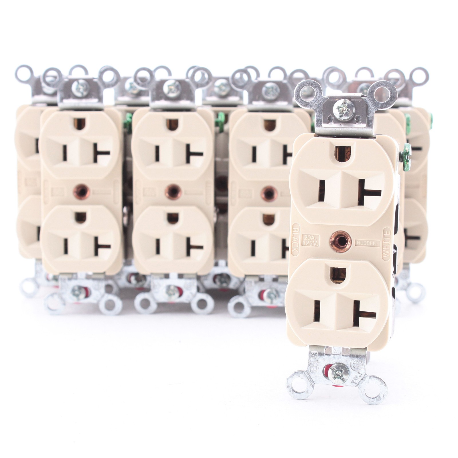 Hubbell 5362I Ivory 20A Duplex Outlet Receptacles 125V 5-20R Industrial 10pcs