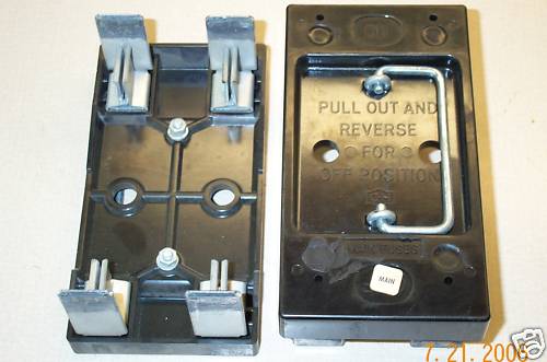 CUTLER HAMMER 100AMP MAIN FUSE PULLOUT FUSE HOLDER SILVER COLORED FUSE CLIPS