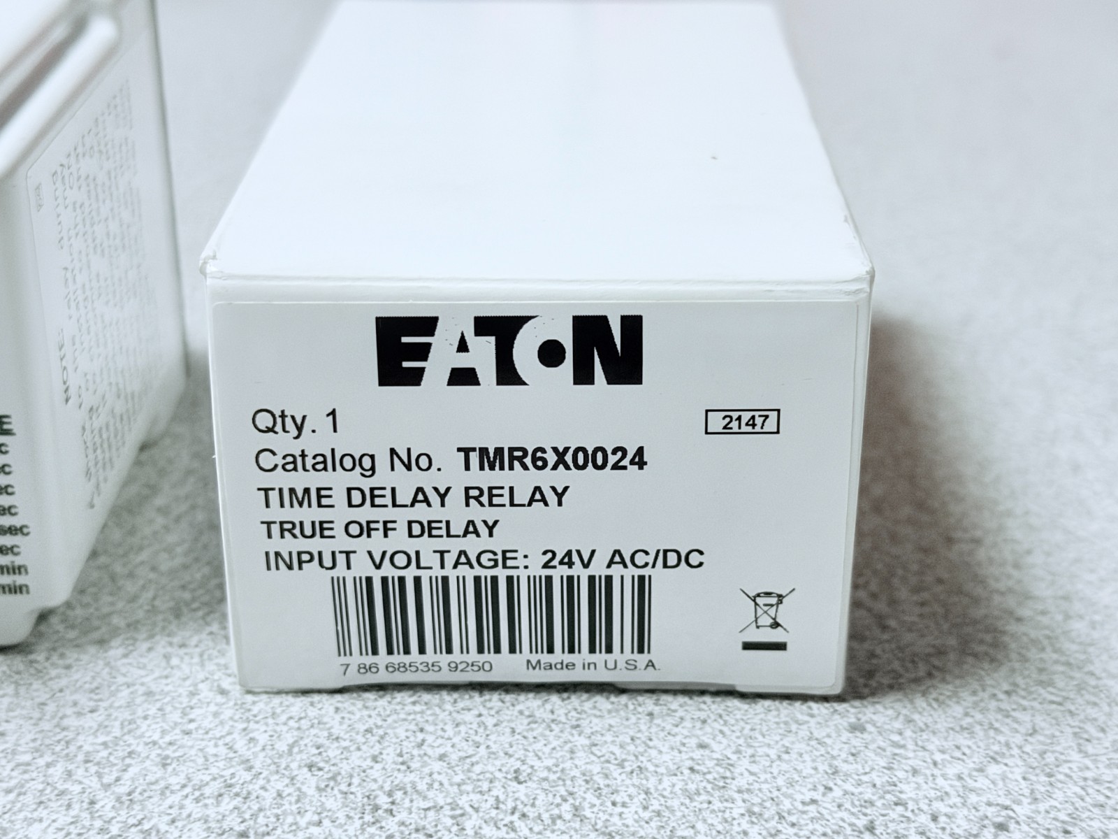 NEW Eaton TMR6X0024 Time Delay Relay True Off 24V AC/DC 8 Pin Octal DPDT