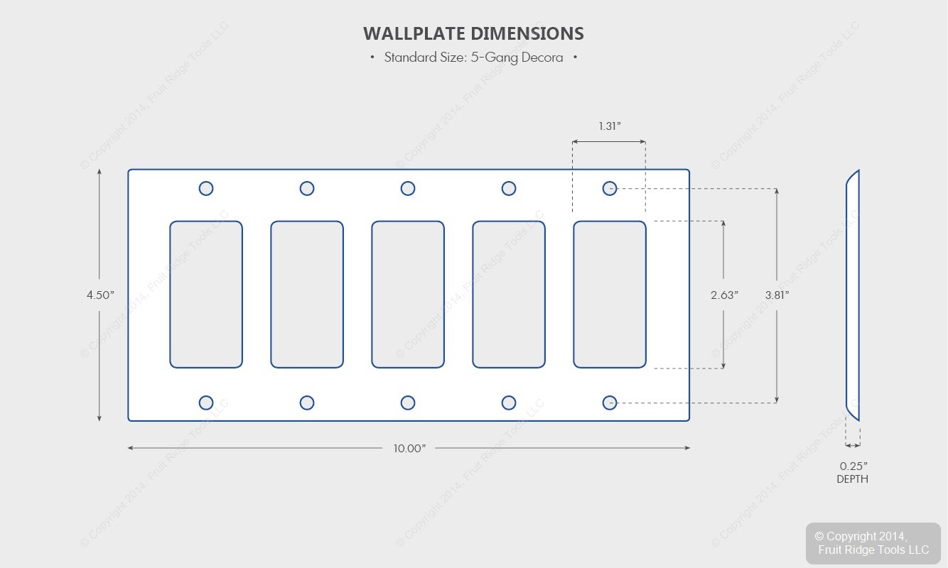 Leviton 80423-NT Light Almond 5-Gang Decora Unbreakable Nylon Wallplate Cover