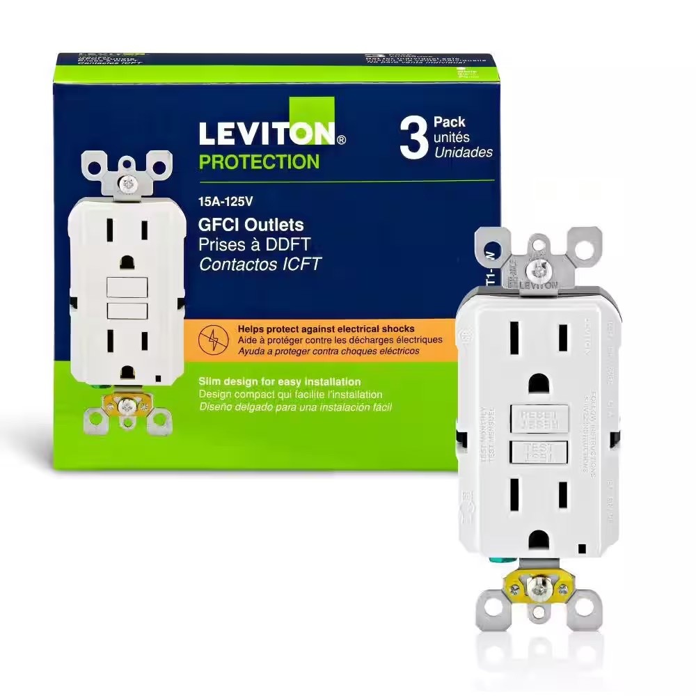 Leviton GFNT1-3W GFCI Duplex Outlet 15A 125V White *3 Pack* NEW