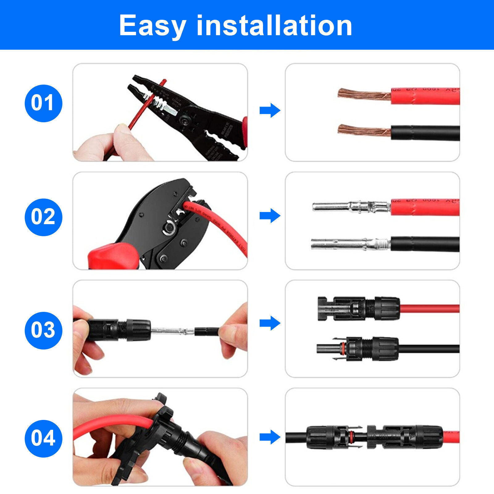 Waterproof Solar Connectors with Spanner Solar Panel Cable Connectors 5-20 Pairs