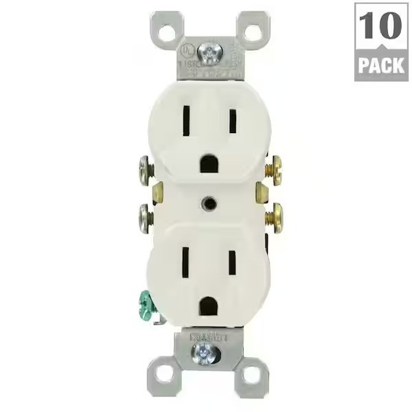 15 Amp 125 V Duplex Outlet/Receptacle, White (10-Pack) 5320-WMP