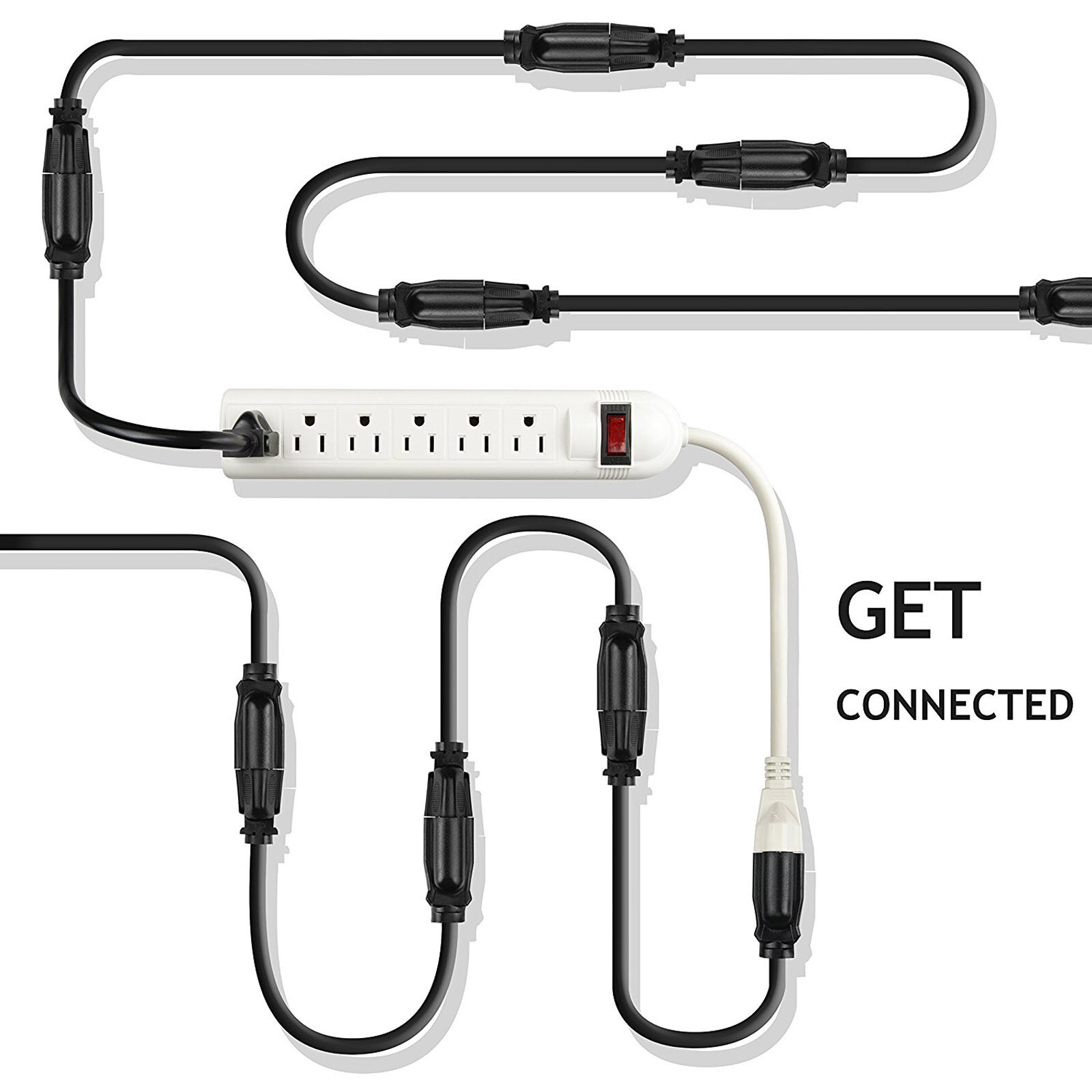 0.5ft Short Power Extension Cord Outlet Saver, 3Prong Indoor/Outdoor Use 3 PacK