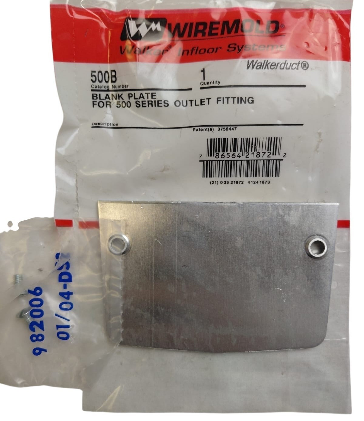 Wiremold 500B Blank Plate Walkerduct 500 Series Outlet Fitting Cover