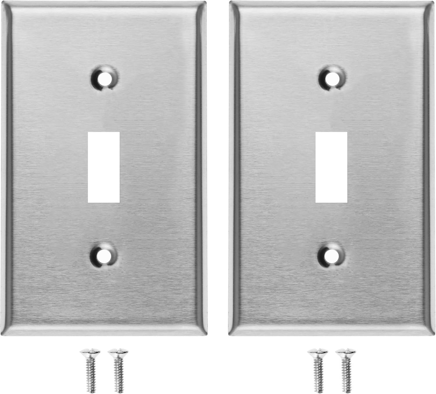 (2 Pack) 1 Gang Metal Toggle Switch Wall Plate, Standard Size, 4.5” x 2.75″
