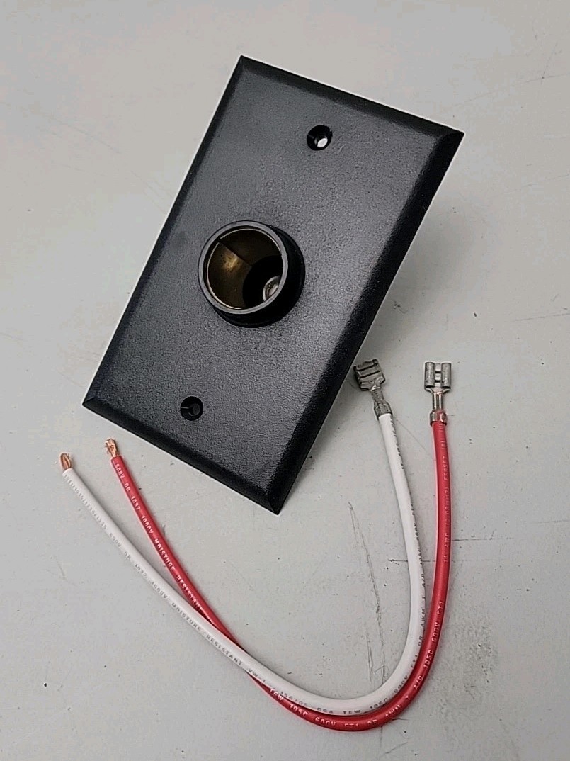 12 Volt Receptacle Wall Plate For RV Camper, etc. (BLACK)
