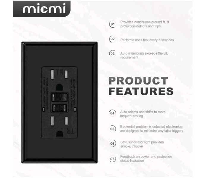 Micmi GFCI Outlet, Tamper-Resistant GFI Receptacle with LED Indicator 15Amp 6 Pk
