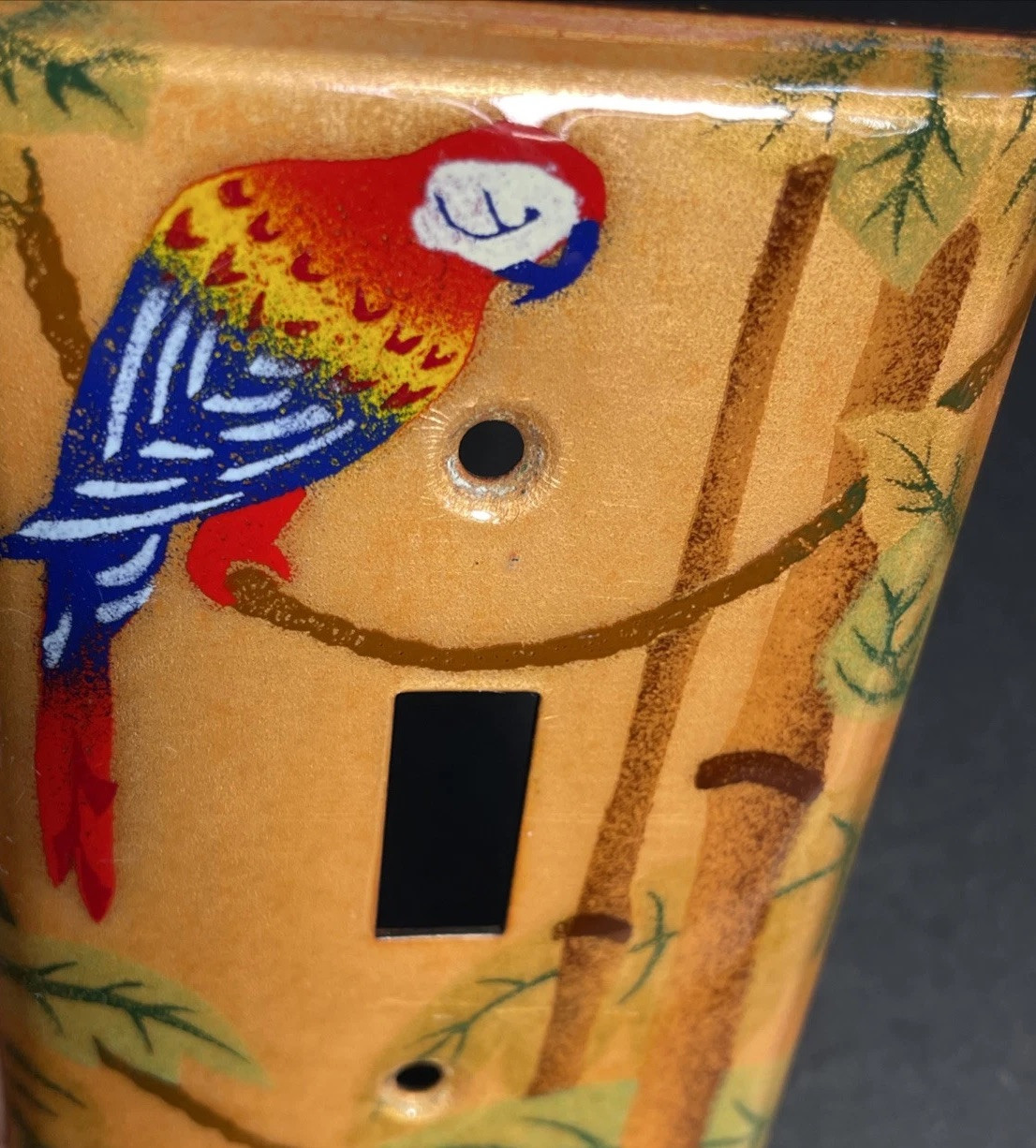 Parrot Bird Tropical Light Switch Plate Cover Limoges Limiteds Hand Painted CA