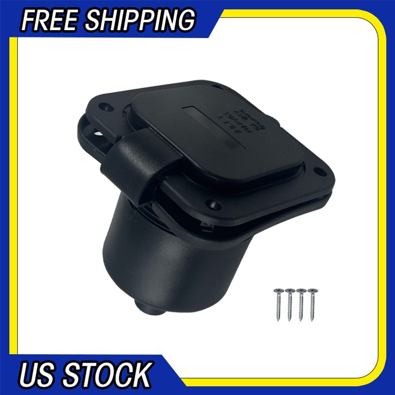 125V 15A Shore Power Inlet Port Plug NEMA 5-15P Male Receptacle RV Flanged Inlet