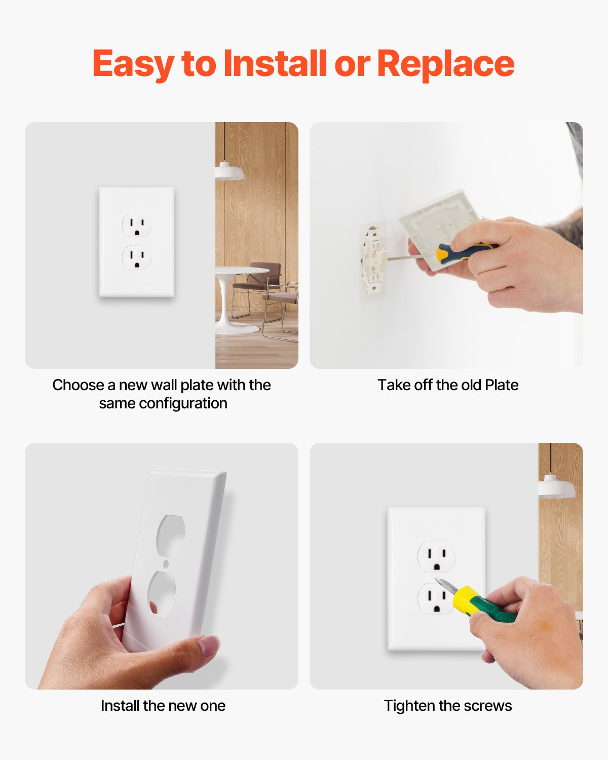 VEVOR 1-Gang Duplex Outlet Covers Wall Outlet Cover 10 Pack Receptacle Faceplate